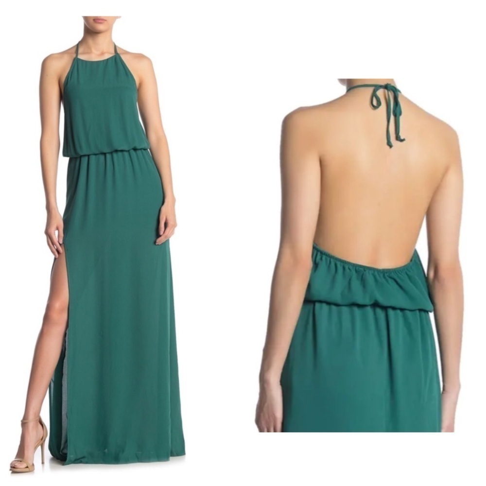 WShow Me Your Mumu Heather Halter Maxi Dress - XXS - Elegant Green